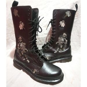 New&Rare! Dr. Martens Annissa Koi Embroidered Leather Zippered Boots Size 10/42